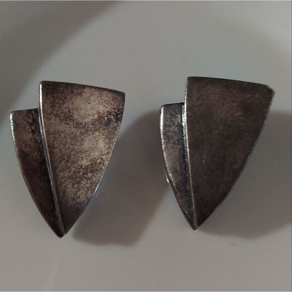 Sterling Silver 925 Vintage Clip On Earrings Large 3D Puff - Picture 14 of 14